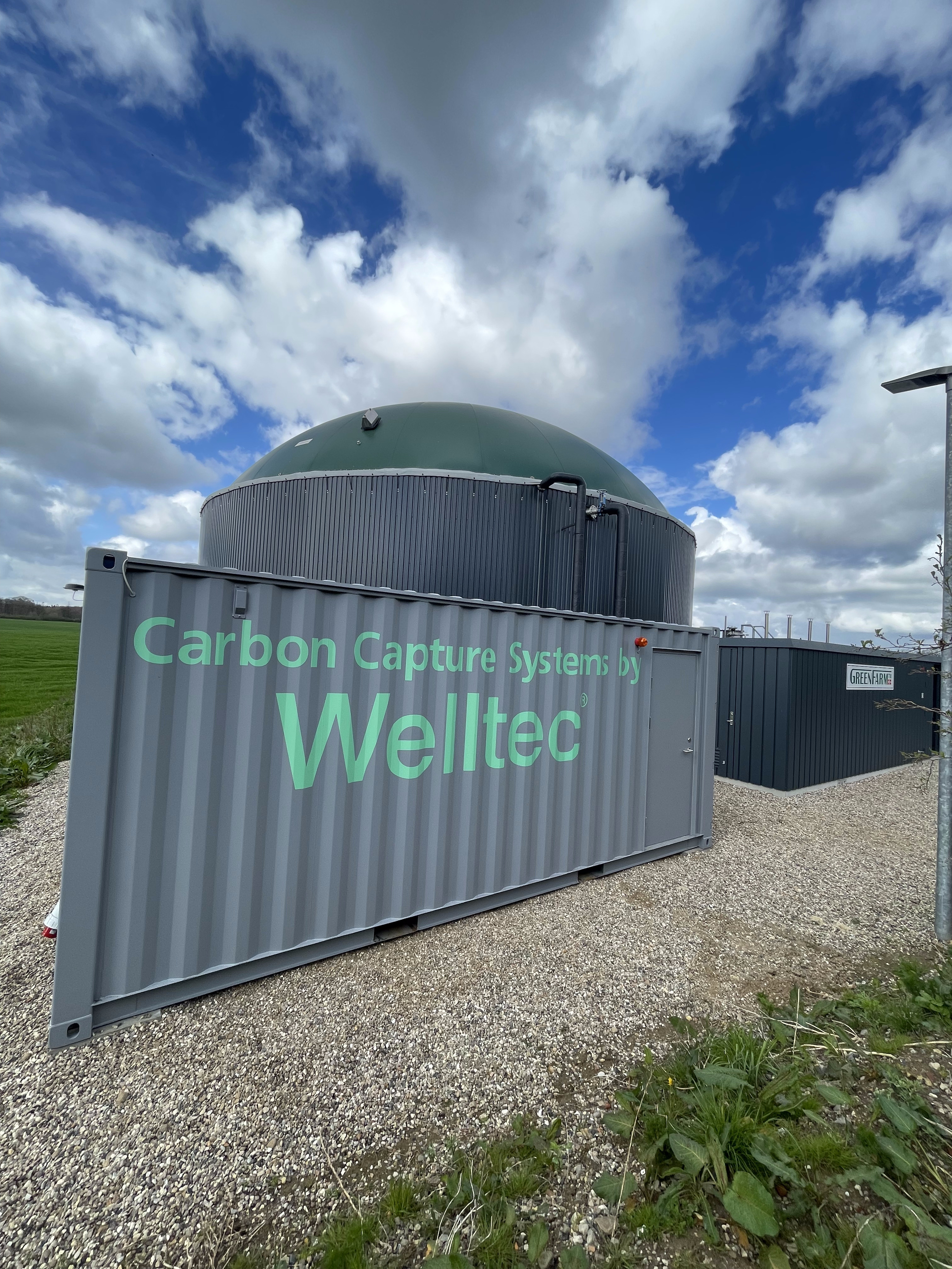 Welltec container til opsamling af CO2 ved GreenFarms biogasanlæg i Gråsteni